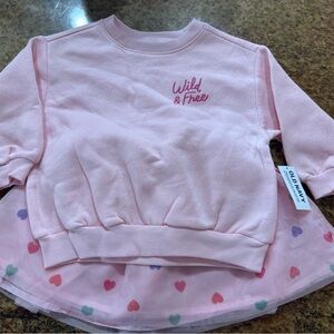 Old Navy Pink baby/toddelr  Shirt and tutu - Wild & Free 18-24 NWT valentines